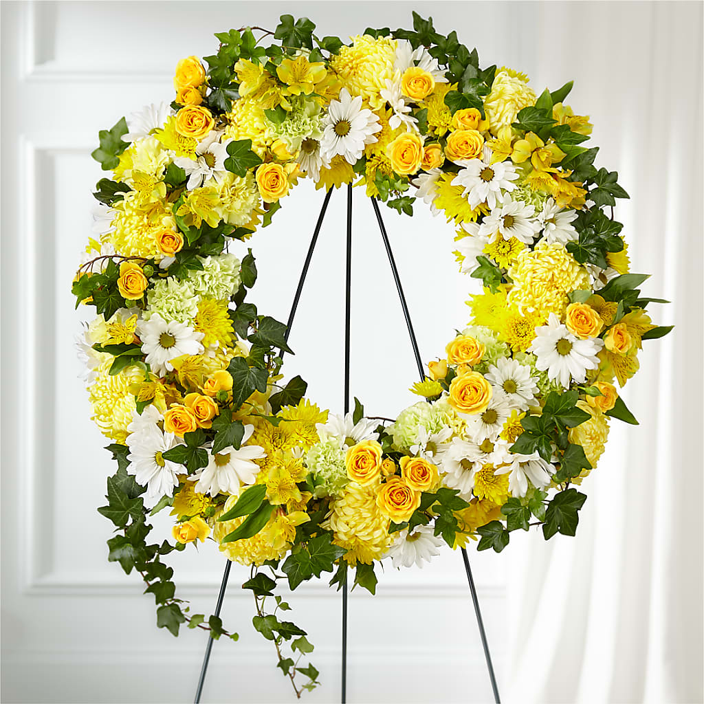 Golden Remembrance Wreath – Fleuristerie Marie-chantal, Shawinigan PQ