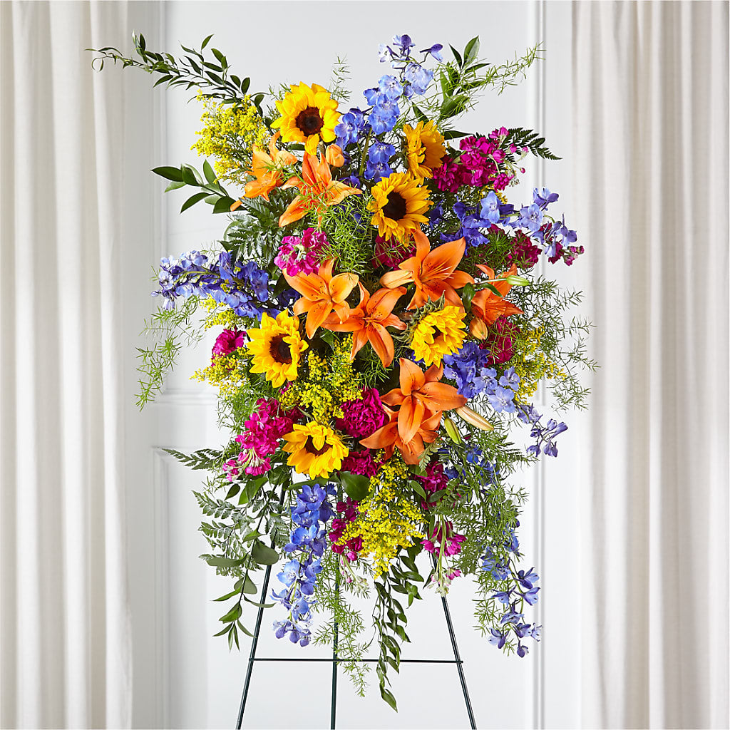 Sunlit Memories Standing Spray (Standard) – Fleuristerie Marie-chantal, Shawinigan PQ