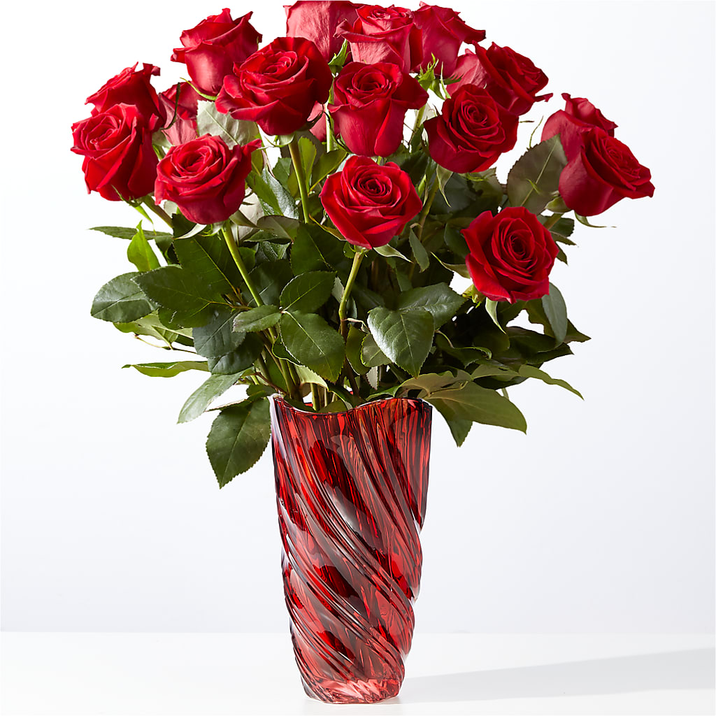 Classic Love Red Rose Bouquet with Luxe Swirl Vase – Fleuristerie Marie-chantal, Shawinigan PQ