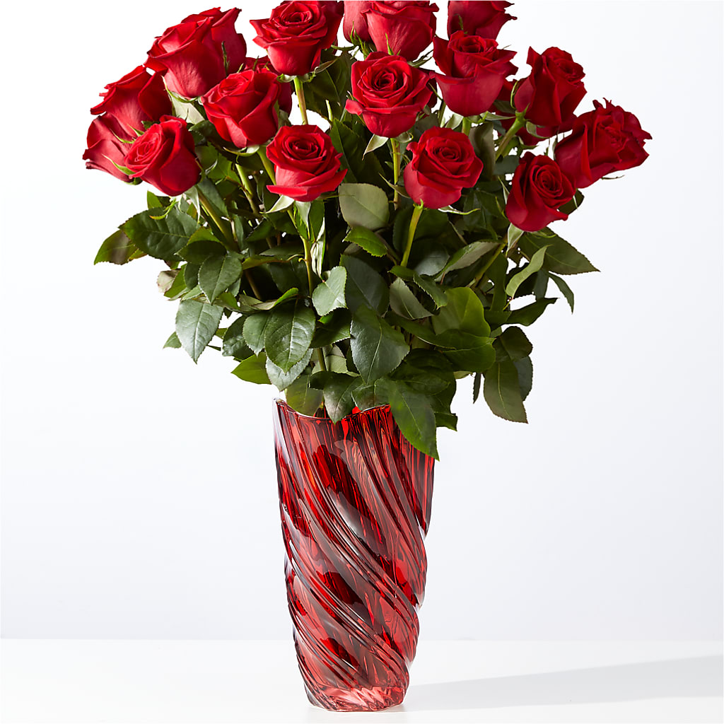 Classic Love Red Rose Bouquet with Luxe Swirl Vase – Fleuristerie Marie-chantal, Shawinigan PQ