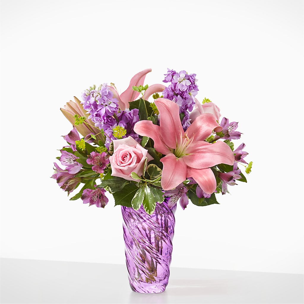 Precious Petals Bouquet with Luxe Swirl Vase – Fleuristerie Marie-chantal, Shawinigan PQ