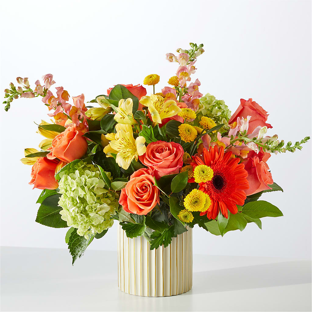 Autumn Sunshine Bouquet with Ivory Vase – Fleuristerie Marie-chantal, Shawinigan PQ