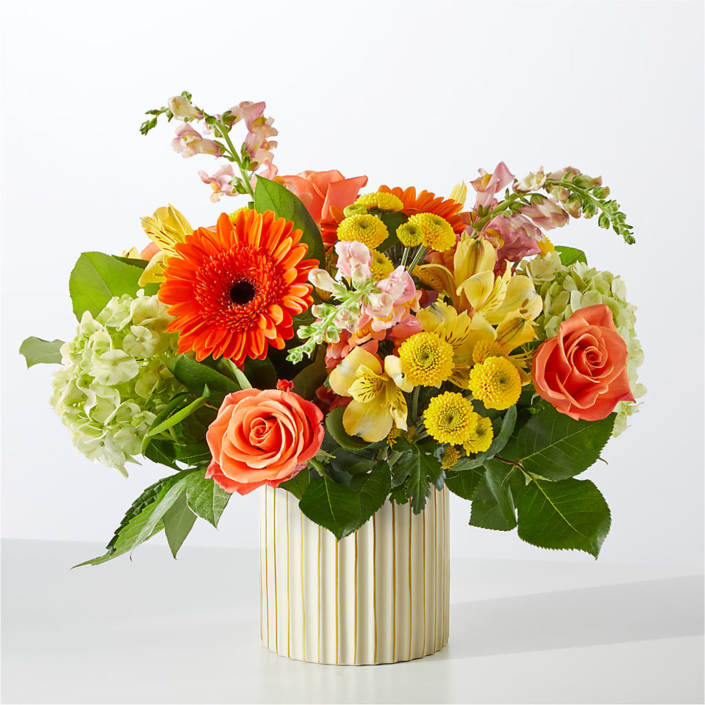 Autumn Sunshine Bouquet with Ivory Vase –  Fleuristerie Marie-chantal, Shawinigan PQ