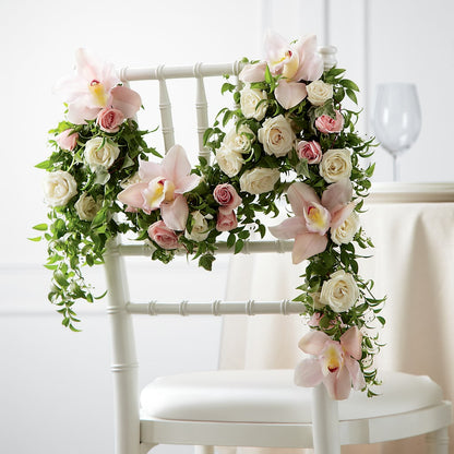Orchid Rose Chair Décor –  Fleuristerie Marie-chantal, Shawinigan PQ